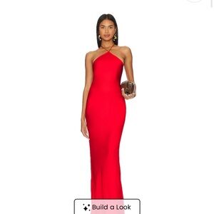 Revolve Line and Dot Red Halter Neck Dress